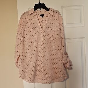 Talbots Pink Polka Dot Button-Down Blouse